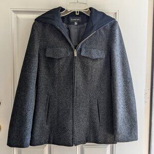 Braetan Classic Wool Blend Grey Zip Up Hooded Lined 4 Pocket Coat